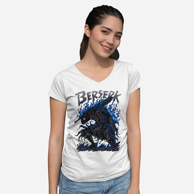 Lone Warrior-Womens-V-Neck-Tee-aleoarts
