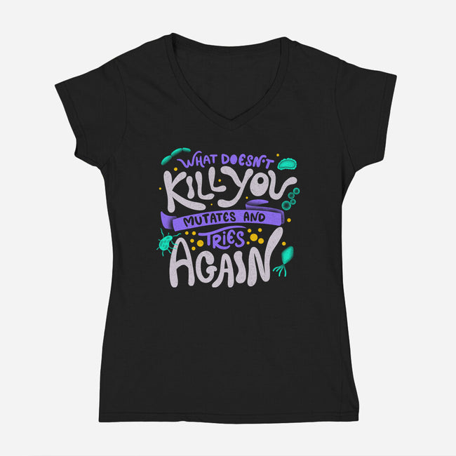 Mutates And Tries Again-Womens-V-Neck-Tee-tobefonseca