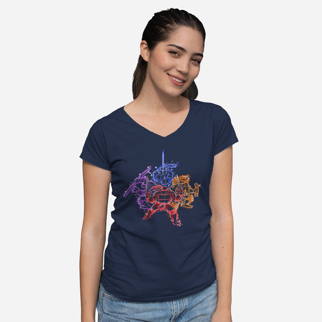Turtle Ninja Family-Womens-V-Neck-Tee-nickzzarto