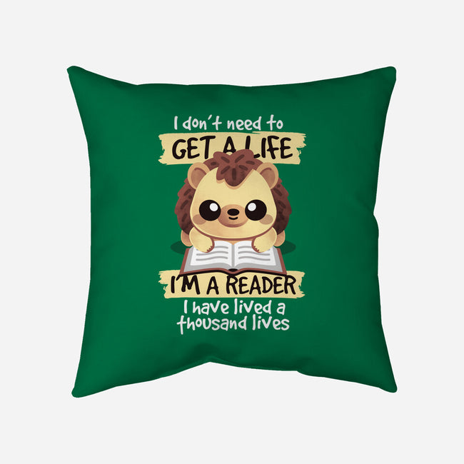 Reader Hedgehog-None-Removable Cover w Insert-Throw Pillow-NemiMakeit