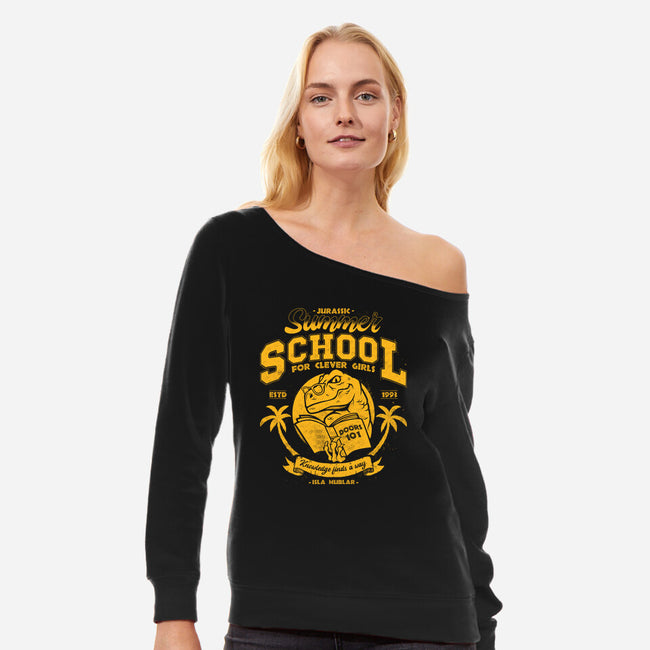 Jurassic Summer School-Womens-Off Shoulder-Sweatshirt-teesgeex