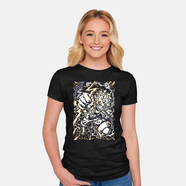 Luffy Gear 5-Womens-Fitted-Tee-Panchi Art