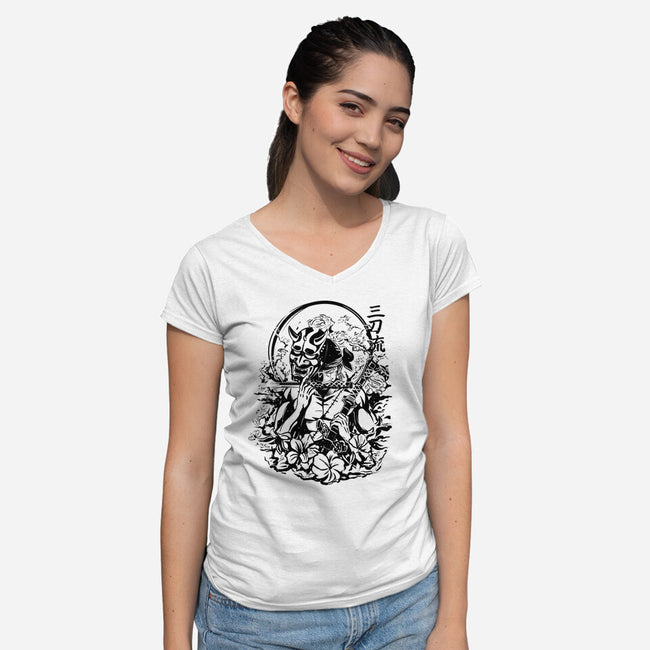 Zoro Samurai Tattoo-Womens-V-Neck-Tee-fanfabio