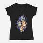 Dog Family Dance-Womens-V-Neck-Tee-nickzzarto