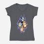 Dog Family Dance-Womens-V-Neck-Tee-nickzzarto