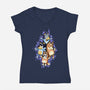 Dog Family Dance-Womens-V-Neck-Tee-nickzzarto