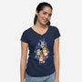 Dog Family Dance-Womens-V-Neck-Tee-nickzzarto