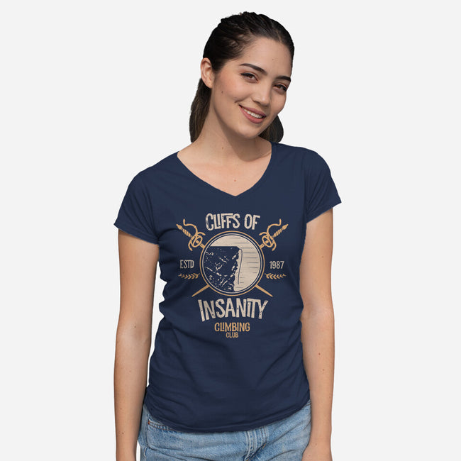 Cliffs Of Insanity-Womens-V-Neck-Tee-Logozaste
