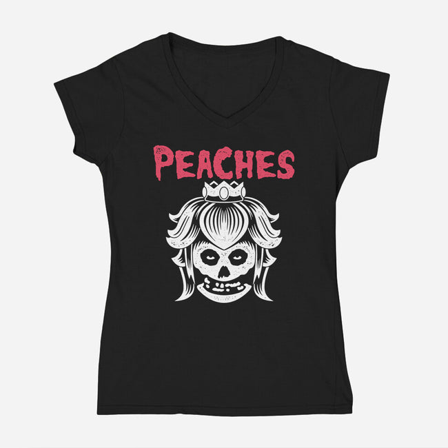 Horror Punk Peaches-Womens-V-Neck-Tee-Logozaste
