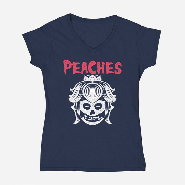 Horror Punk Peaches-Womens-V-Neck-Tee-Logozaste