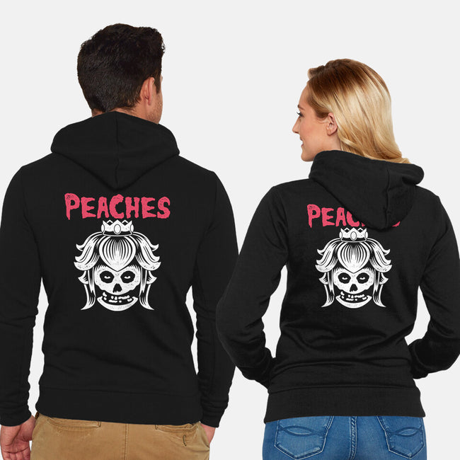 Horror Punk Peaches-Unisex-Zip-Up-Sweatshirt-Logozaste
