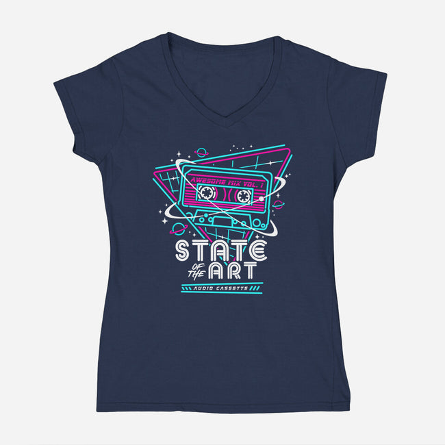 State Of The Art-Womens-V-Neck-Tee-rocketman_art