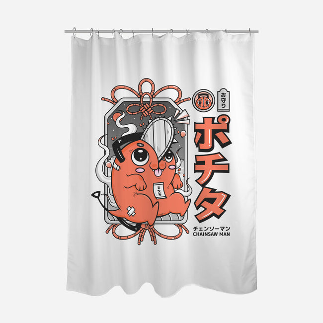 Good Luck Pochita-None-Polyester-Shower Curtain-Bear Noise
