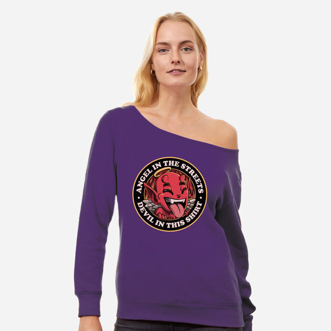 Devil In This Shirt-Womens-Off Shoulder-Sweatshirt-Studio Mootant