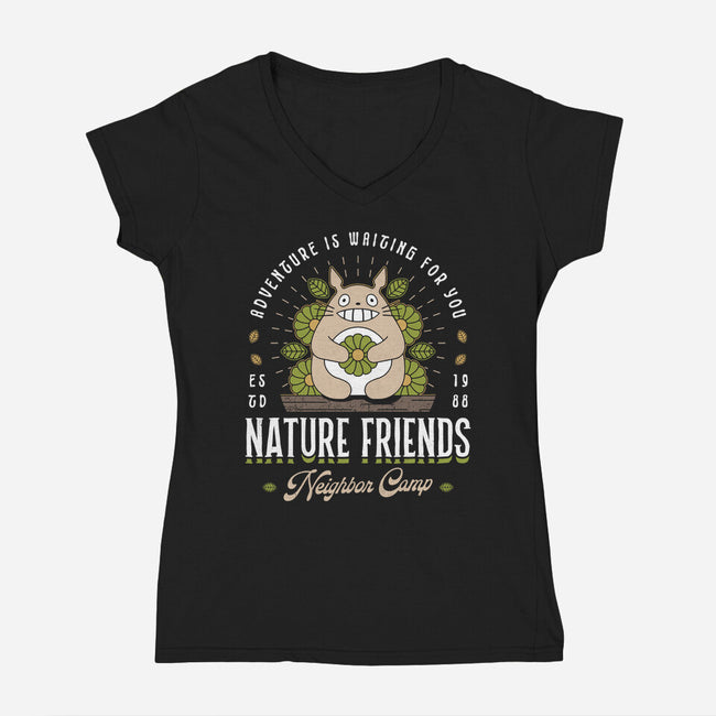 Nature Neighbor Camp-Womens-V-Neck-Tee-Logozaste