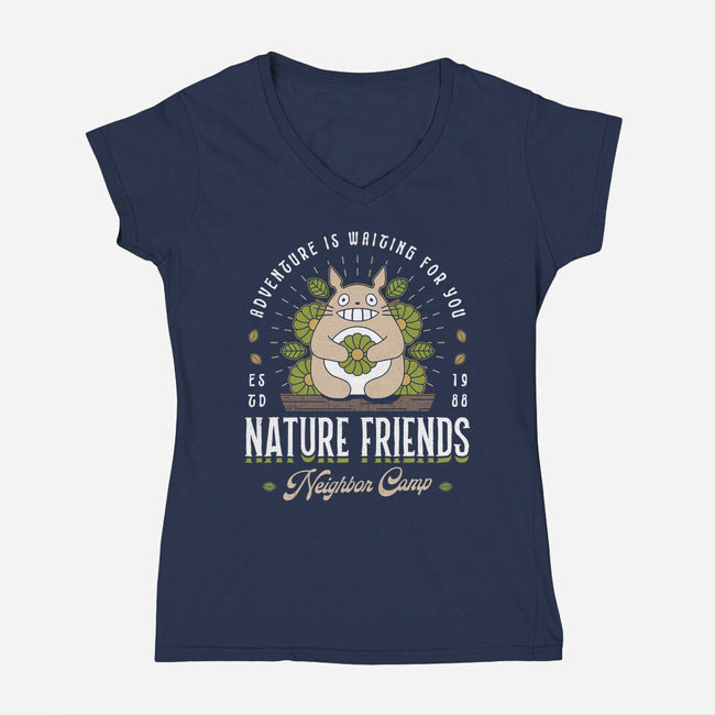 Nature Neighbor Camp-Womens-V-Neck-Tee-Logozaste