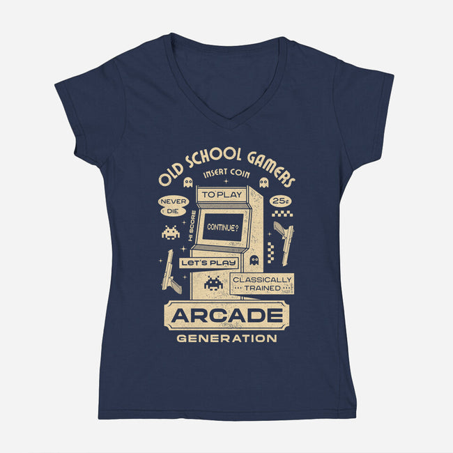 Arcade Gamers-Womens-V-Neck-Tee-Logozaste