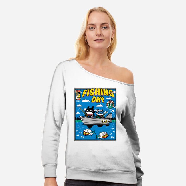 Gotham Fishing Day-Womens-Off Shoulder-Sweatshirt-krisren28