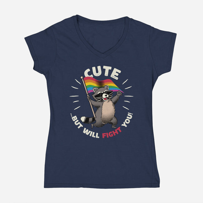 Cute But Will Fight-Womens-V-Neck-Tee-tobefonseca