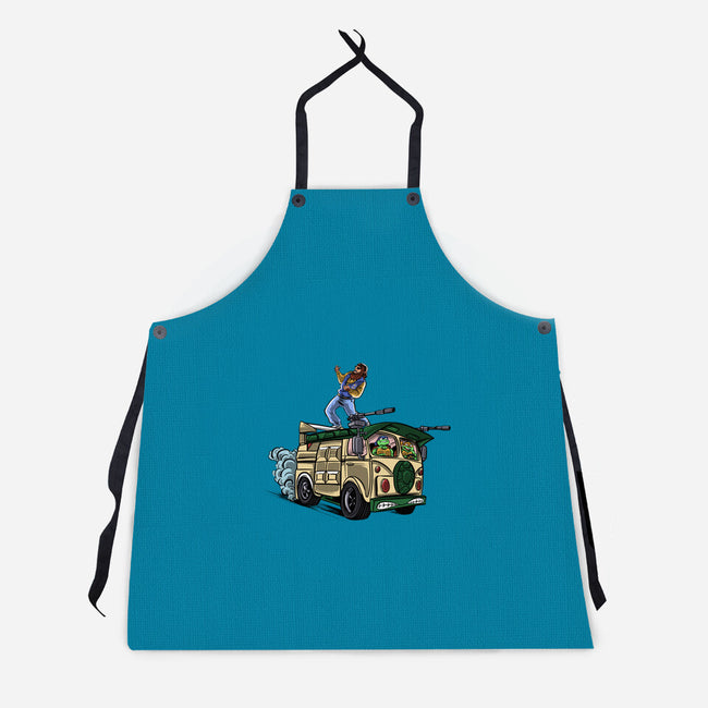 Surfing In The Turtle Van-Unisex-Kitchen-Apron-zascanauta