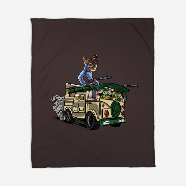 Surfing In The Turtle Van-None-Fleece-Blanket-zascanauta