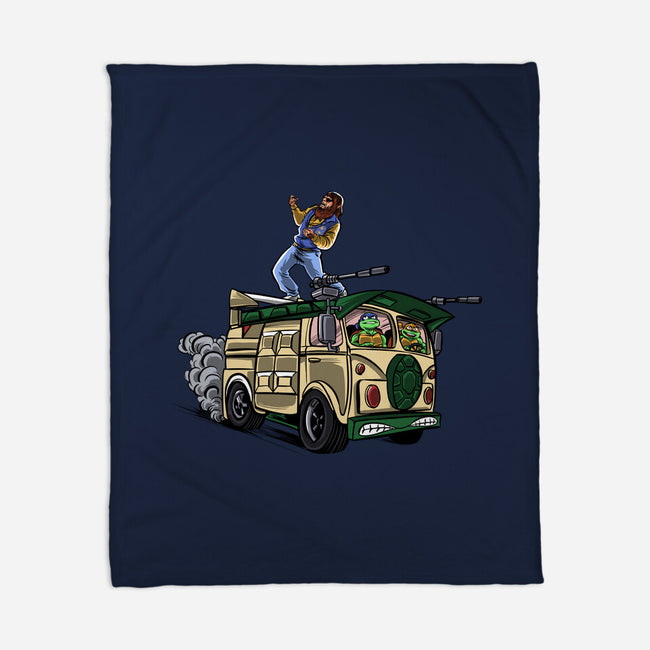 Surfing In The Turtle Van-None-Fleece-Blanket-zascanauta