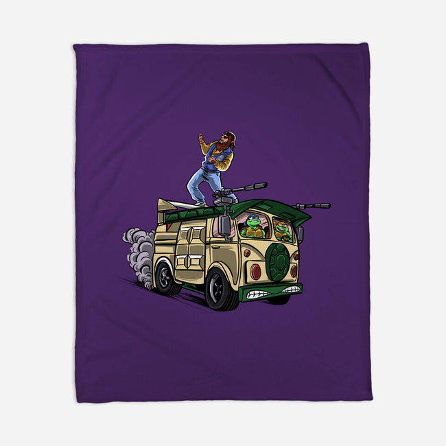 Surfing In The Turtle Van-None-Fleece-Blanket-zascanauta