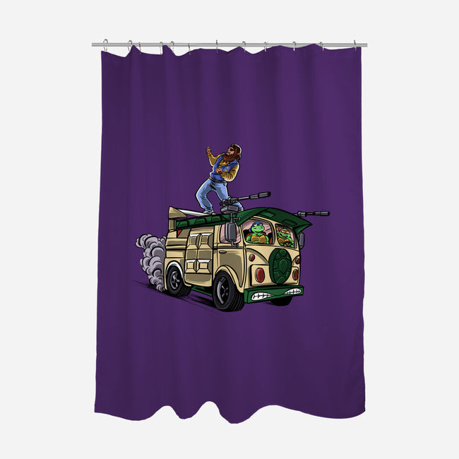 Surfing In The Turtle Van-None-Polyester-Shower Curtain-zascanauta