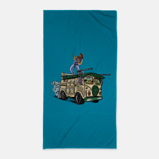 Surfing In The Turtle Van-None-Beach-Towel-zascanauta