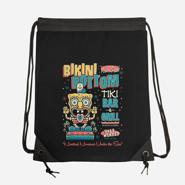 Bikini Bottom Tiki Bar-None-Drawstring-Bag-Nemons
