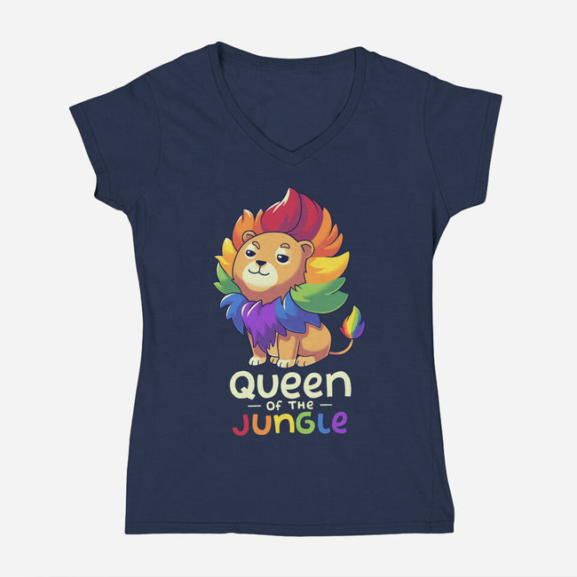 Queen Of The Jungle-Womens-V-Neck-Tee-Geekydog
