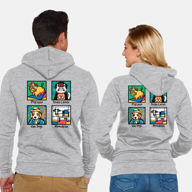 Animal Artists-Unisex-Zip-Up-Sweatshirt-NemiMakeit