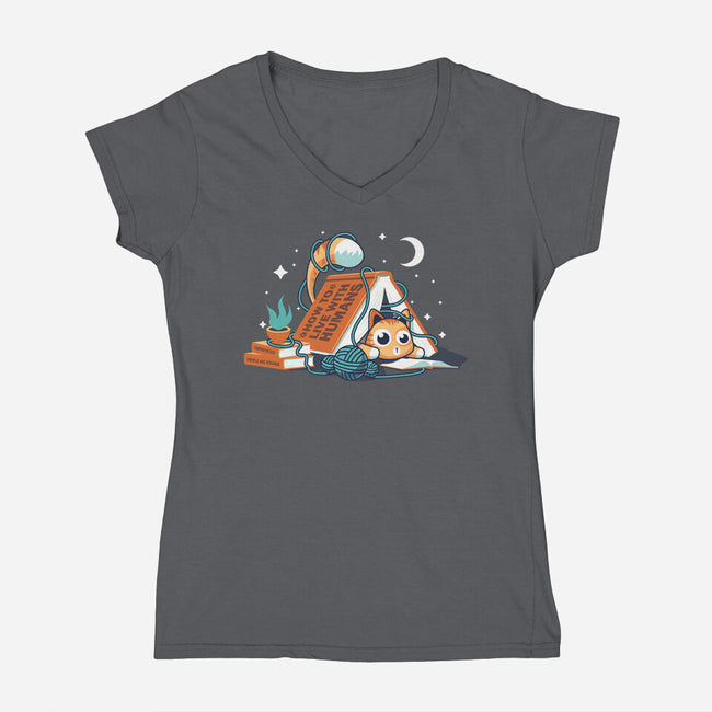 Book Camping-Womens-V-Neck-Tee-erion_designs