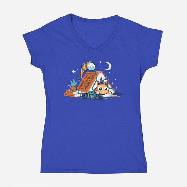 Book Camping-Womens-V-Neck-Tee-erion_designs
