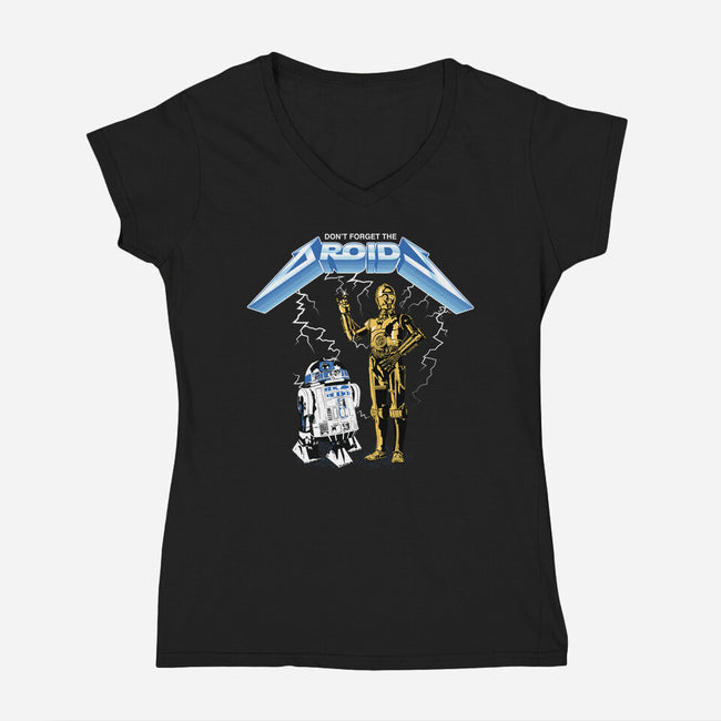 Don't Forget The Droids-Womens-V-Neck-Tee-rocketman_art