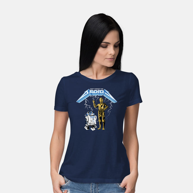 Don't Forget The Droids-Womens-Basic-Tee-rocketman_art