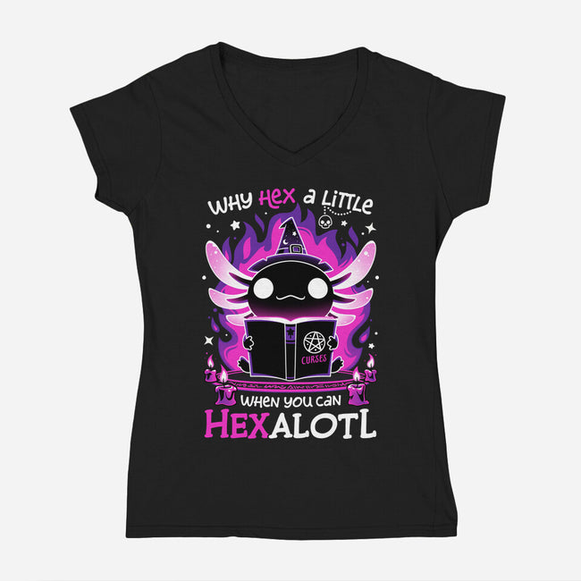 Axolotl Witching Hour-Womens-V-Neck-Tee-Snouleaf