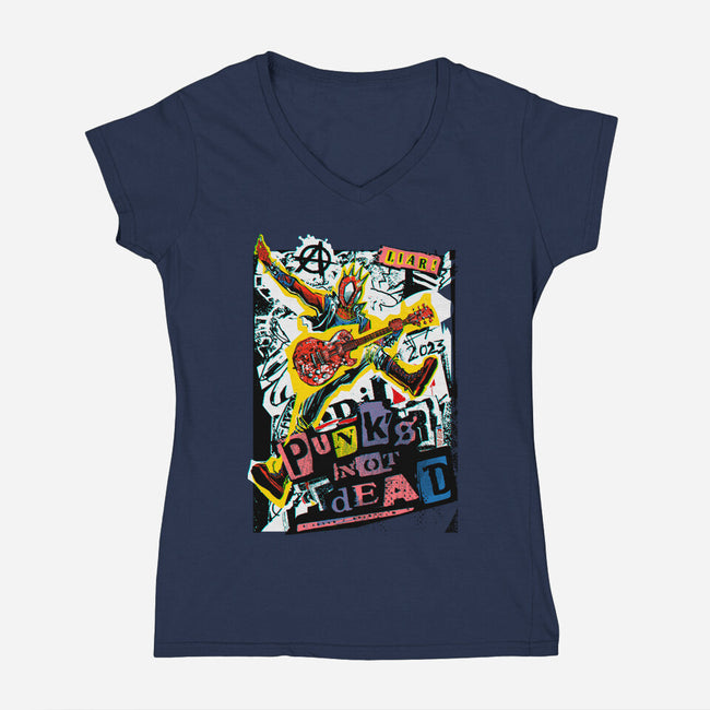 Punk Is Not Dead-Womens-V-Neck-Tee-Dairan