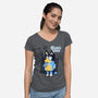 Blue Puppy's Clues-Womens-V-Neck-Tee-Boggs Nicolas