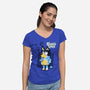 Blue Puppy's Clues-Womens-V-Neck-Tee-Boggs Nicolas