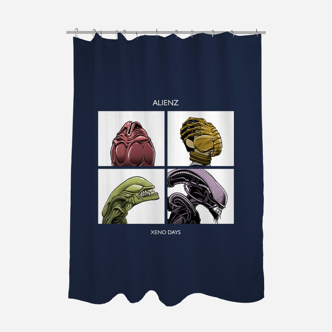Xeno Days-none polyester shower curtain-boltfromtheblue
