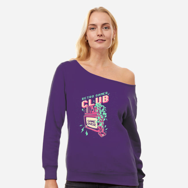 Retro Gamer Club-Womens-Off Shoulder-Sweatshirt-ilustrata