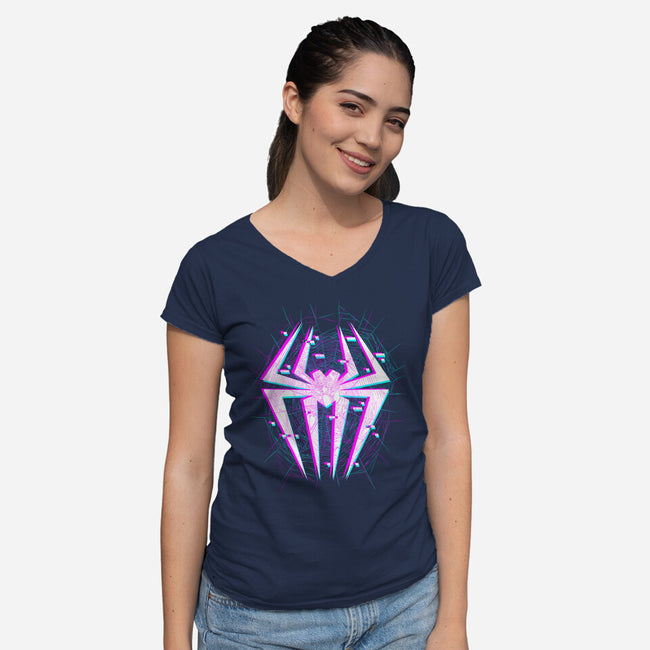 Arachnid Girl-Womens-V-Neck-Tee-spoilerinc