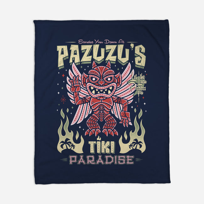 Pazuzu Tiki Paradise-None-Fleece-Blanket-Nemons