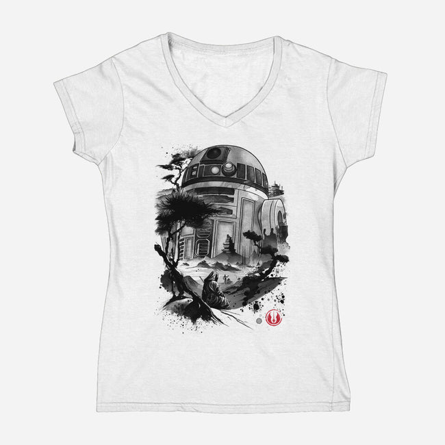 Astromech Droid-Womens-V-Neck-Tee-DrMonekers