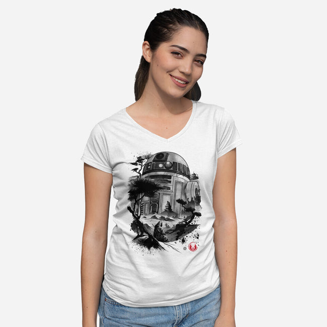 Astromech Droid-Womens-V-Neck-Tee-DrMonekers