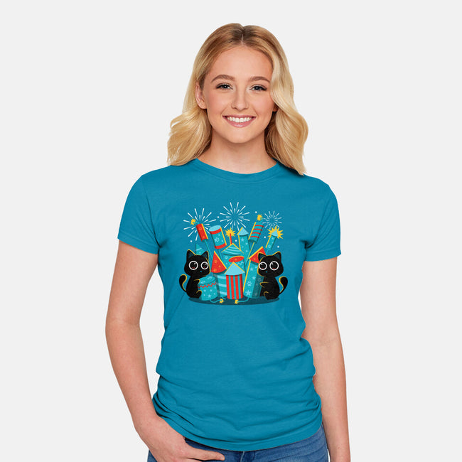 Firework Day-Womens-Fitted-Tee-erion_designs