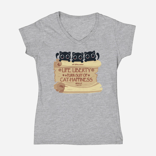 Purr-suit Of Cat Happiness-Womens-V-Neck-Tee-erion_designs