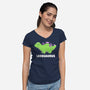 Legosaurus Dinosaur-Womens-V-Neck-Tee-tobefonseca