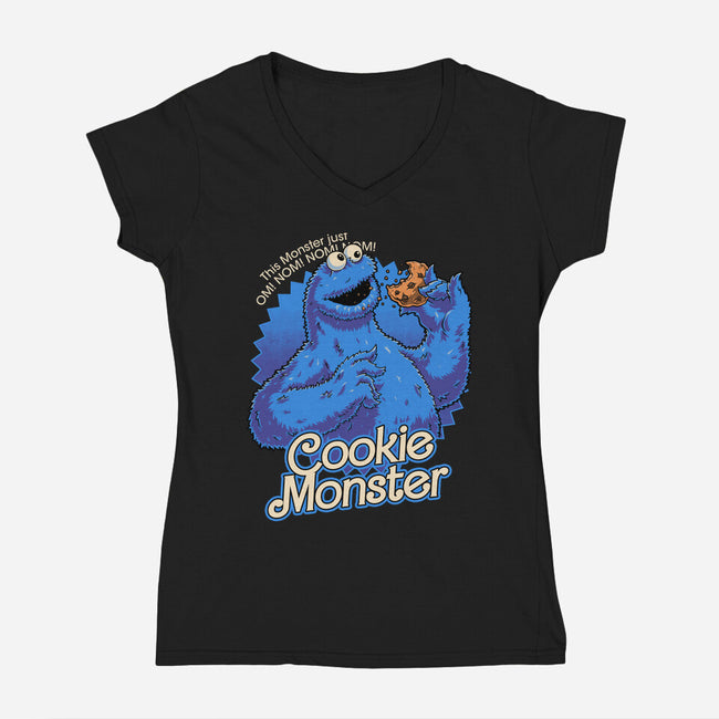 Cookie Doll Monster-Womens-V-Neck-Tee-Studio Mootant